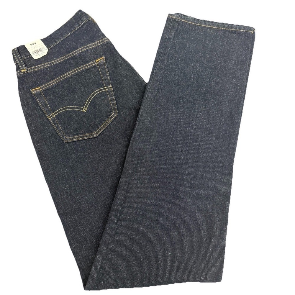 Levis 501 Jeans Original Straight Leg Button Fly 100% Cotton Dark Wash W33X36L - Picture 7 of 16